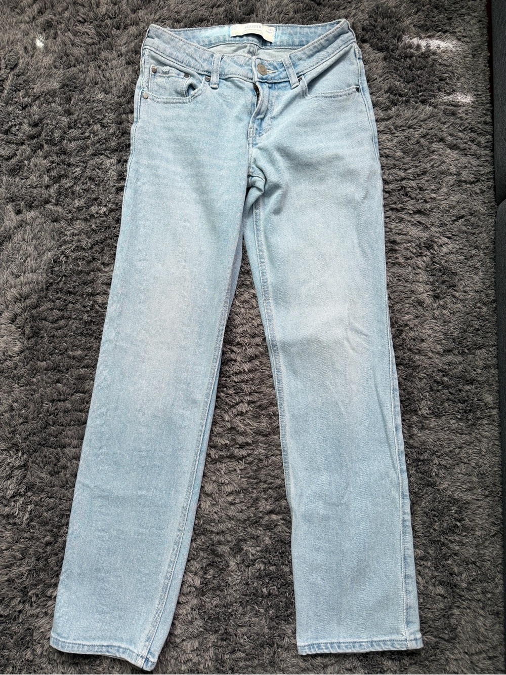 Hollister Low-Rise Light Wash Straight Leg Jeans - With Heart Designs
